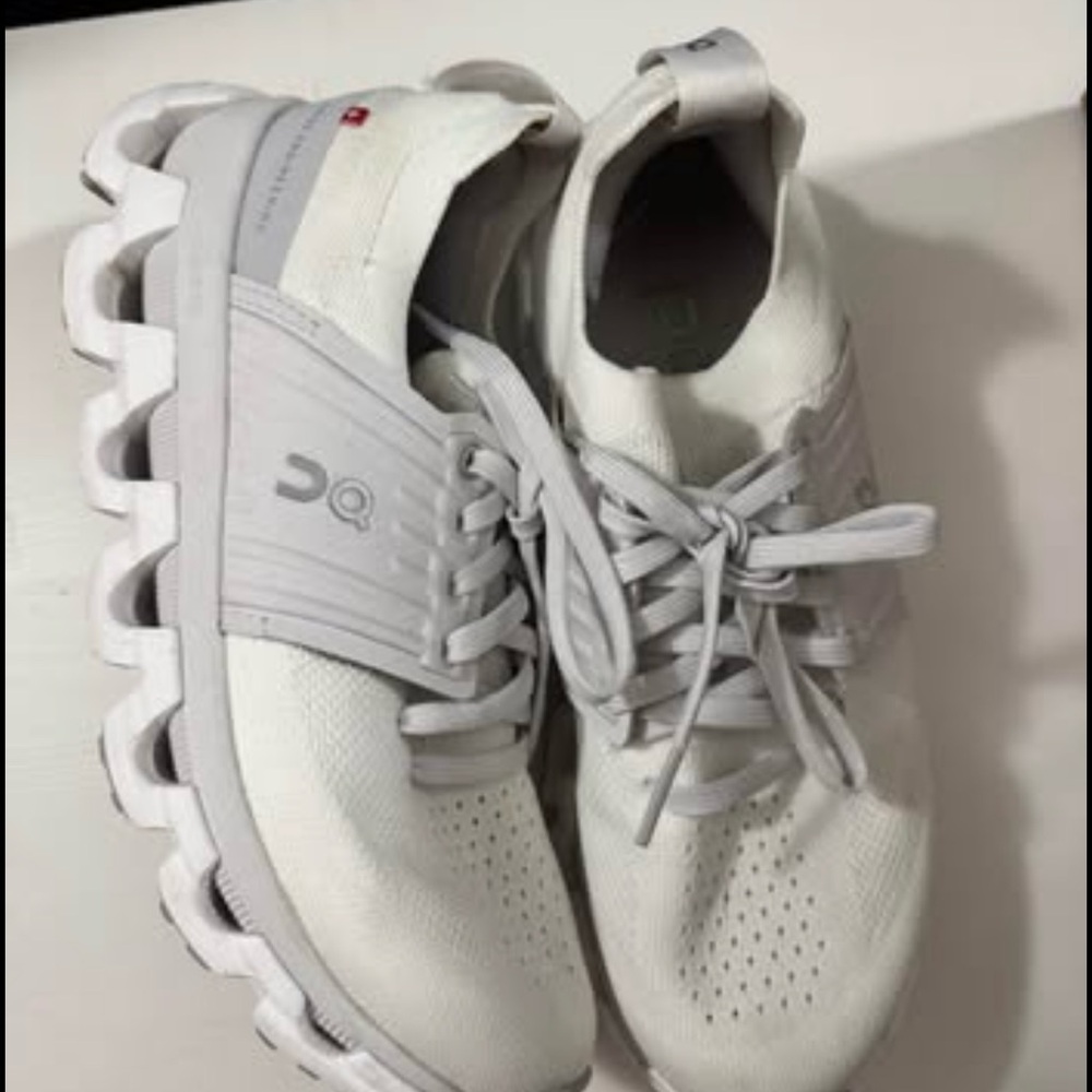 On Running White Sneakers with Breathable Mesh and Unique Sole Design